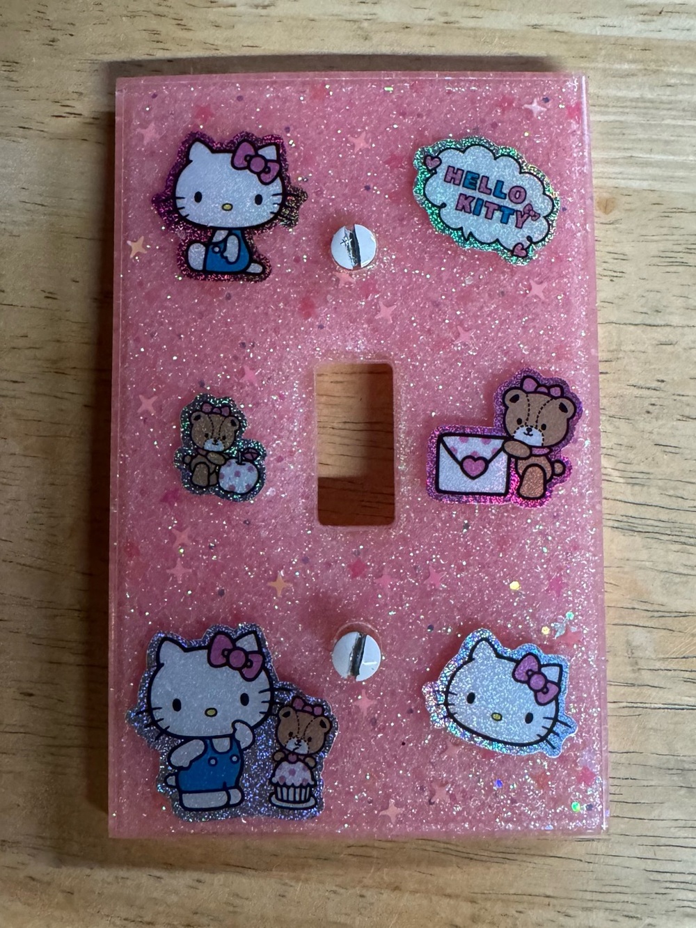 Hello Kitty Pink Glitter Single Toggle Light Switch Cover